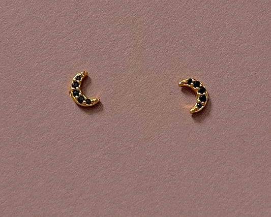 Selene Studs- Black Zirconia Earrings