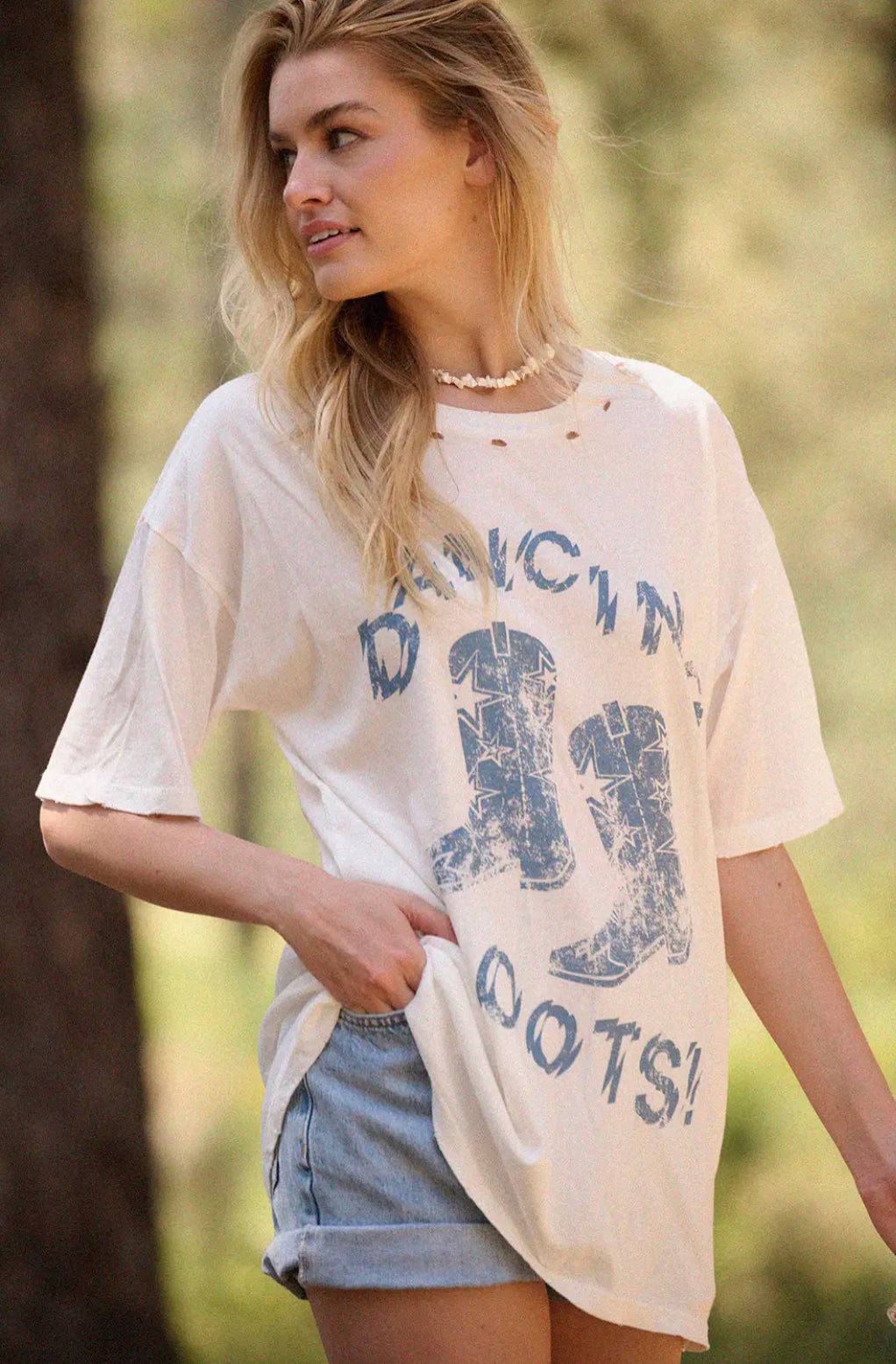 Dancing Boots Distress Oversize Graphic Tee