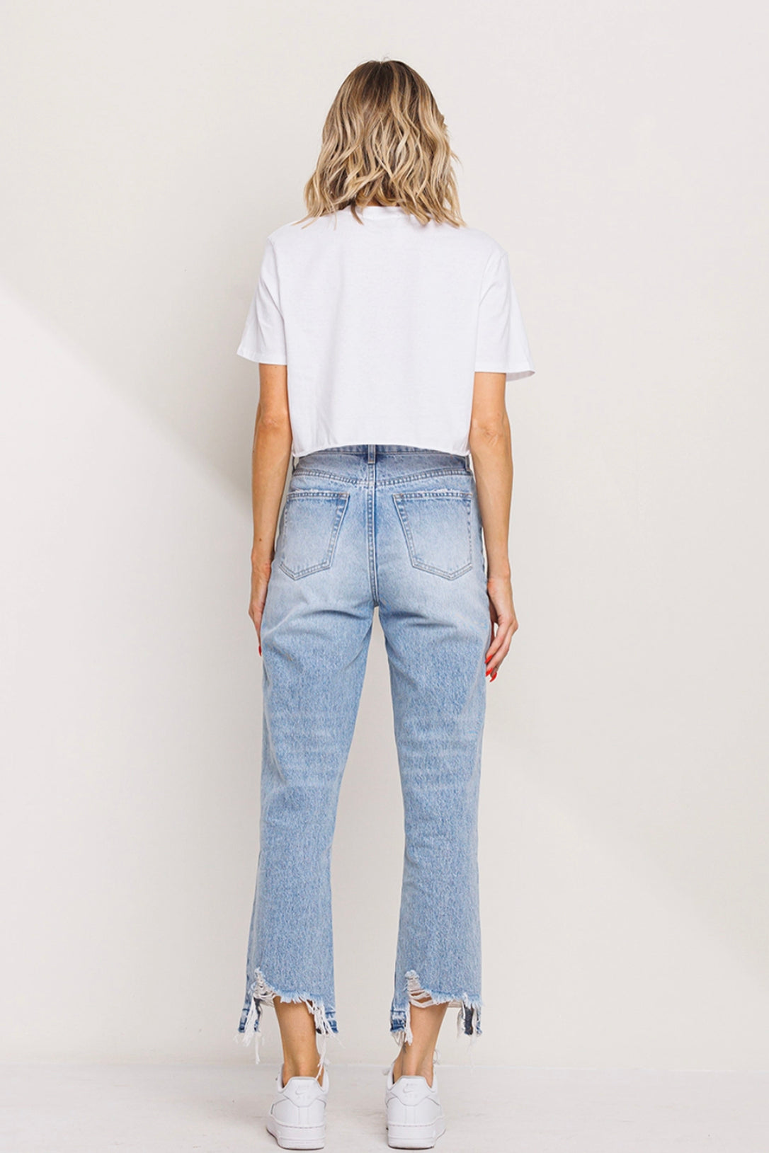 High Rise Straight Jeans with Release Hem
