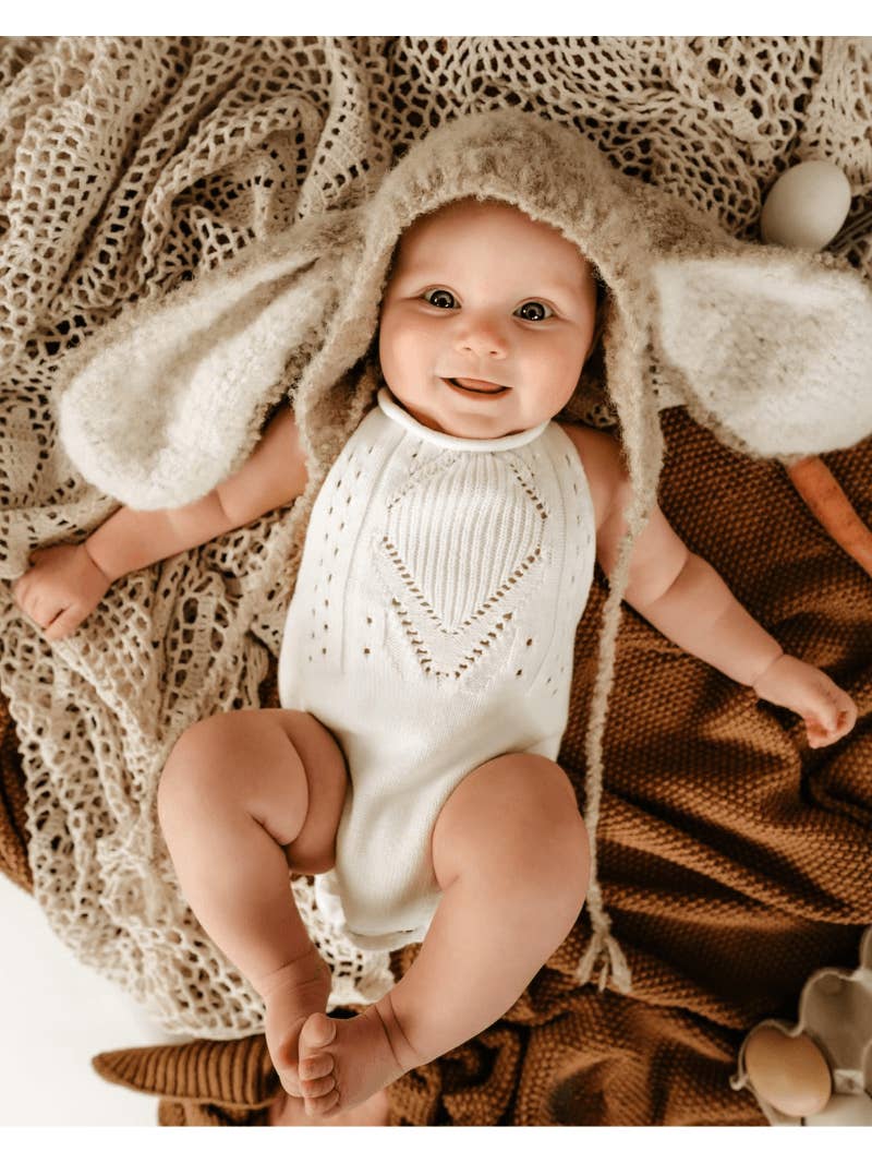 Infant/Toddler Drake Crochet Halter Snap Onesie - Gardenia